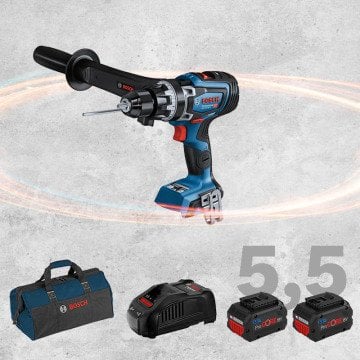 BOSCH GSB 18 V-150 C Profesyonel BITURBO 18 Volt ProCORE Kömürsüz Motor 5,5 Ah Çift Akülü Darbeli Delme Vidalama (Bez Çanta İçerisinde)