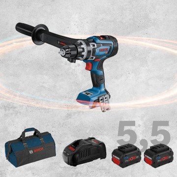 BOSCH GSR 18 V-150 C Profesyonel BITURBO 18 Volt ProCORE Kömürsüz Motor 5,5 Ah Çift Akülü Delme Vidalama (Bez Çanta İçerisinde)