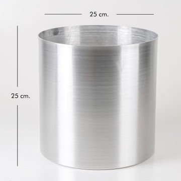 Silindir Alüminyum Saksı Gümüş ( Ebat 25x25 Cm.)