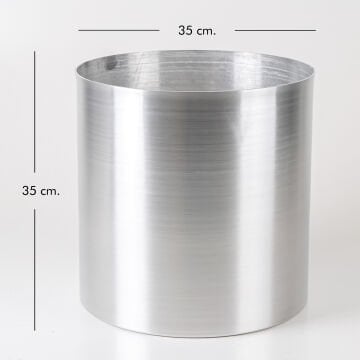 Silindir Alüminyum Saksı Gümüş ( Ebat 35x35 Cm.)
