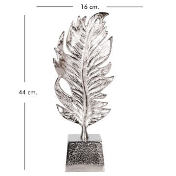 Metal Dekor Yaprak Gümüş 16x10x44 Cm.