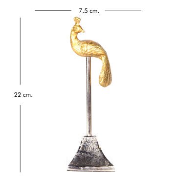 Metal Biblo Tavuskuşu Gold-Gümüş 7,5x7x22 Cm.