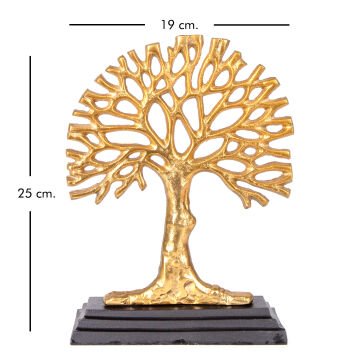 Metal Dekor Ağaç Figürlü Gold-Siyah 19x7x25 Cm.
