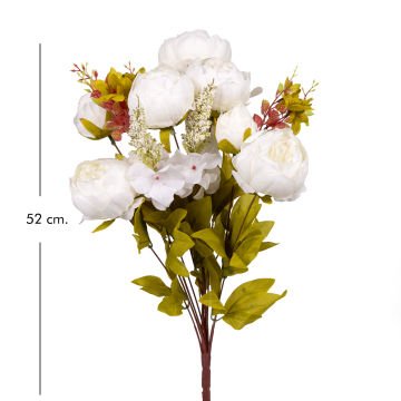 Yapay Çiçek Şakayık 10 Dal Aranjman Buket Beyaz 52 Cm.