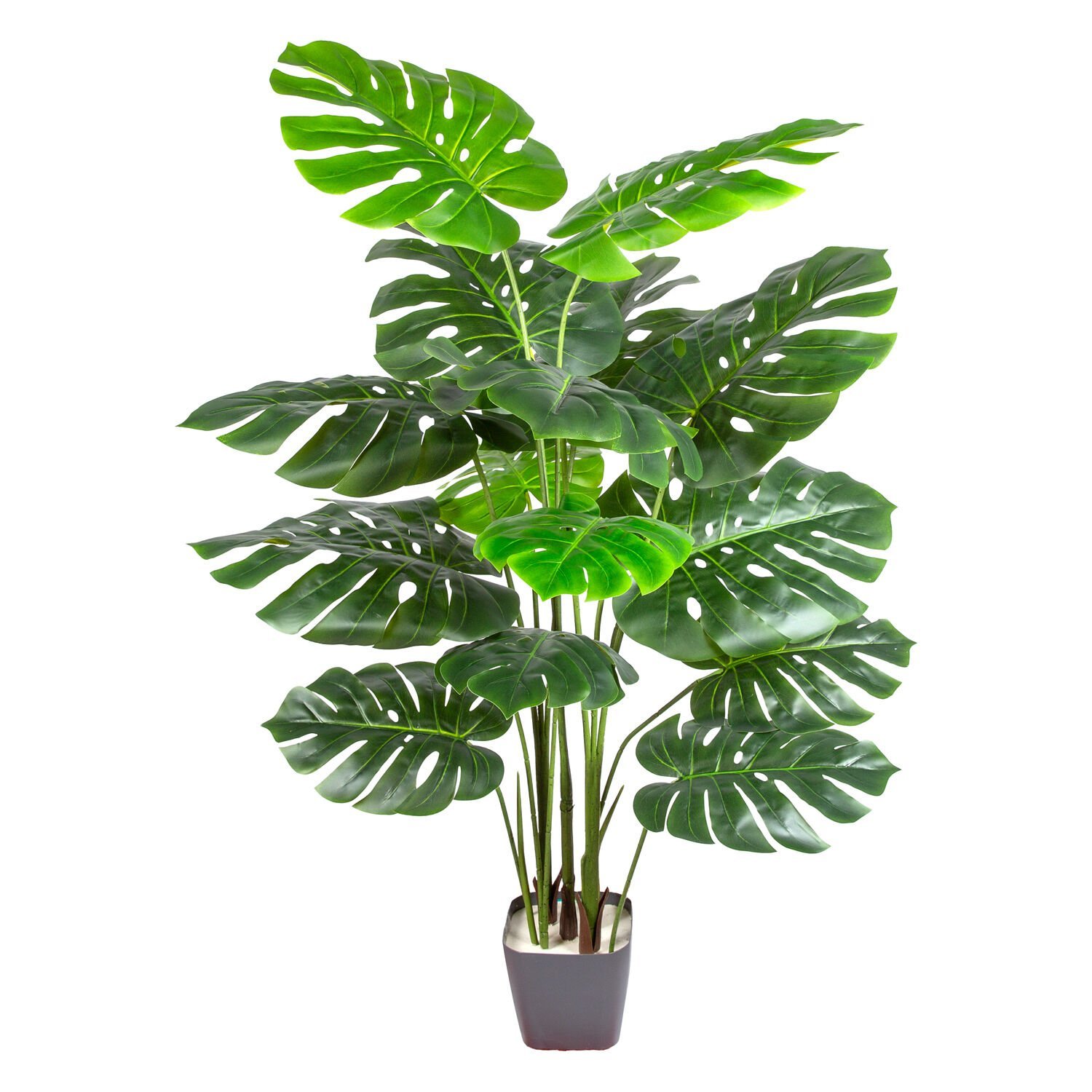 Yapay Monstera - Deve Tabanı Ağacı Gerçek Dokulu 15 Yaprak 145 Cm.