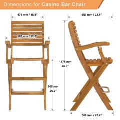 Katlanır Dış Mekan Bar Sandalyesi  CASINO (2'li Paket)