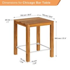 Masif Ahşap Bar Masası (75X75X95) CHICAGO