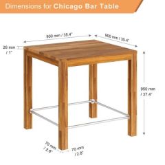 Masif Ahşap Bar Masası (90X90X95) CHICAGO