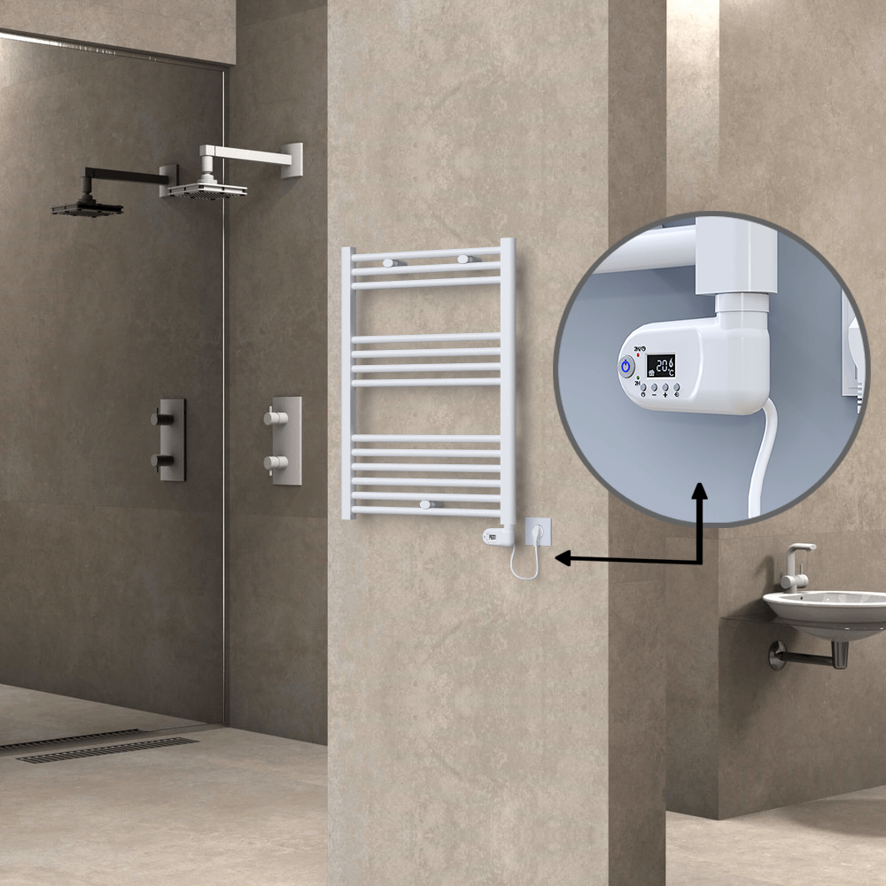 Haiti Elektrikli Havlupan 600x800 Düz Beyaz Parlak (Thesis Termostat) 300 Watt