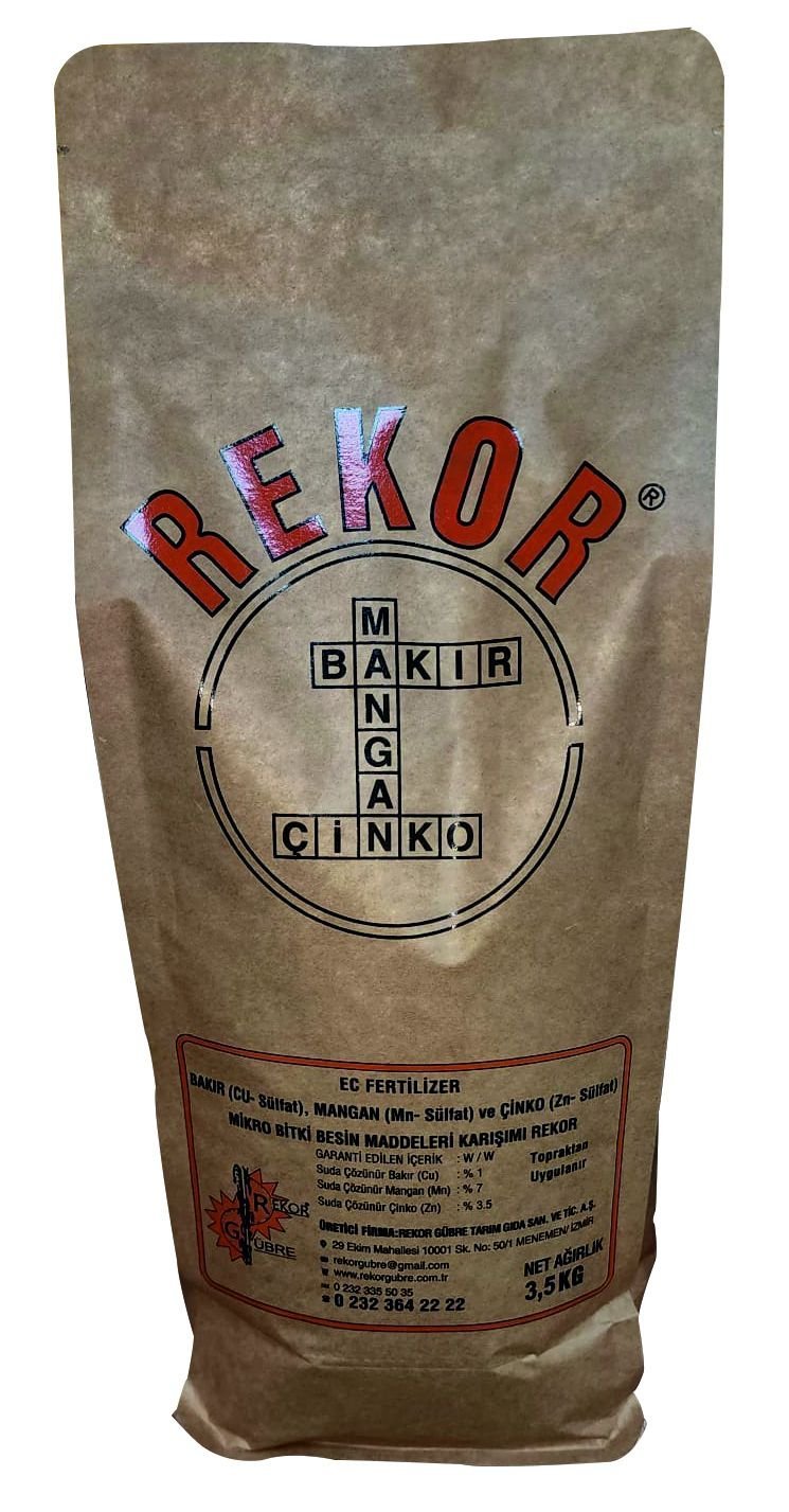 3,5 Kg Rekor Ec Fertılızer Bakır (Cu-Sülfat) Mangan (Mn-Sülfat) Ve Çinko (Zn-Sülfat) Mikro Bitki Besin Maddeleri Karışımı