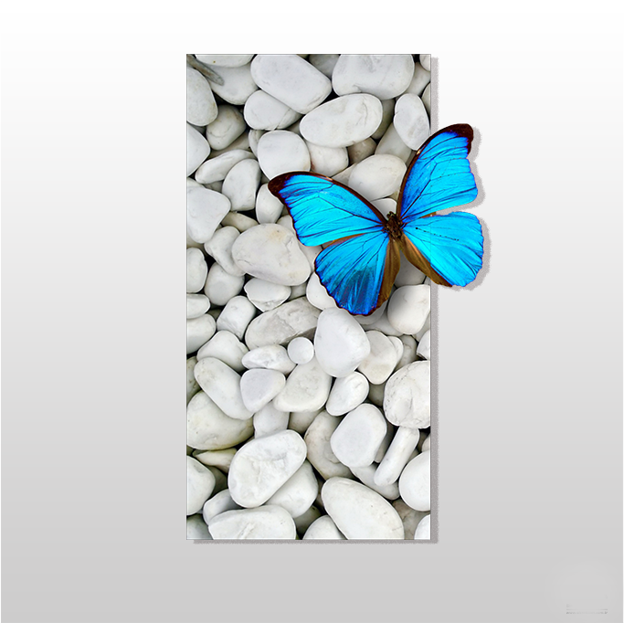 3D Mavi Kelebek Kanvas Tablo