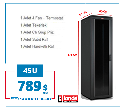 45U 600x800x2187mm Lande DYNAmic Dikili Tip Rack Server Kabinet (PDDM4568)