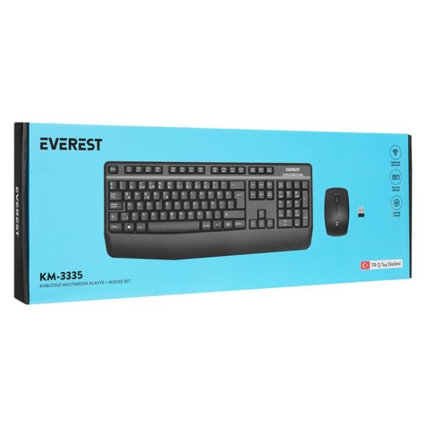 Everest KM-3335 Siyah Kablosuz Q Klavye Set