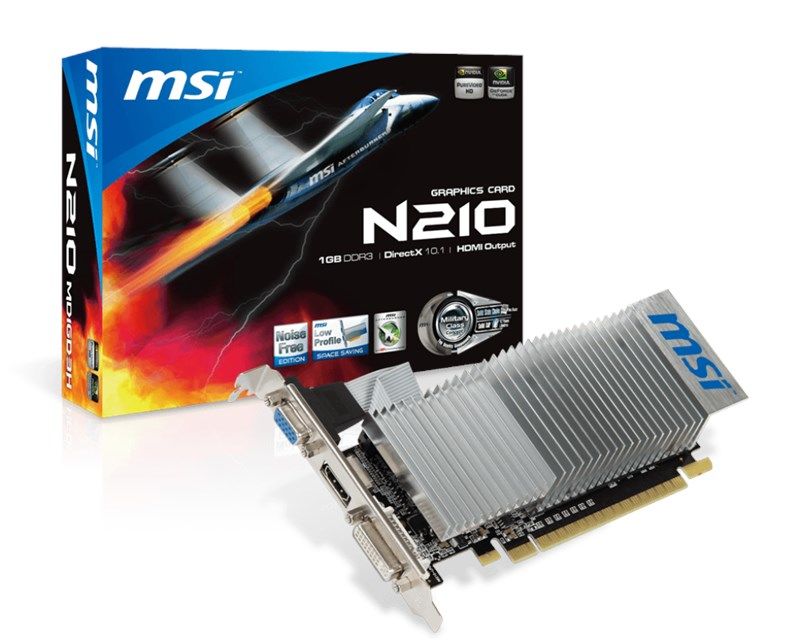MSI N210 1GB GDDR3 Vga Dvi Hdmi Low Profile 64Bit