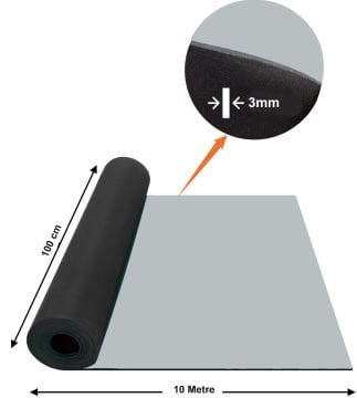 Bakon BK123 ESD Gri Örtü 100cmX10 mt Kalınlık:3 mm