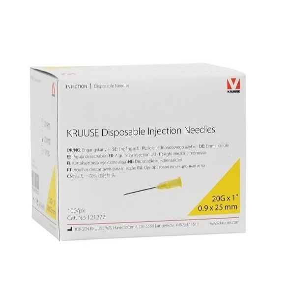 Kruuse Enjektör İğnesi (20G x 1) 0,9x25 mm (100 Adet) Sarı