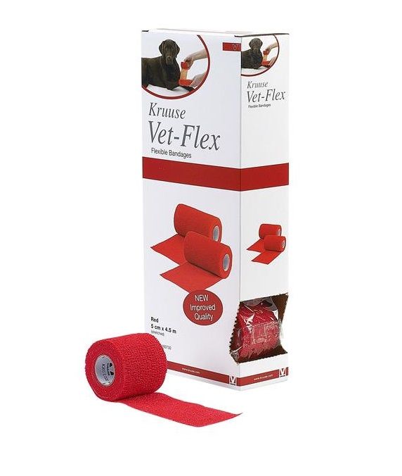 VET-FLEX Bandaj. 5 cm x 4.5 mt. Kırmızı ( 10'lu Paket )