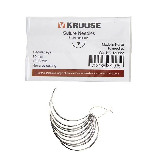 Kruuse-Vet Sütür İğnesi. Regular Eye. 1/2. Keskin. 69 mm. 10/pk
