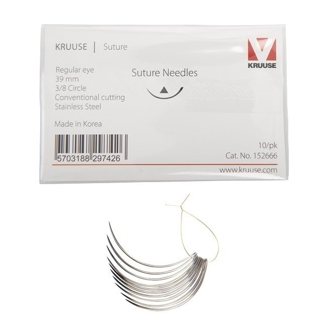 Kruuse-Vet Sütür İğnesi. Regular Eye. 3/8. Keskin. 39 mm. 10/pk