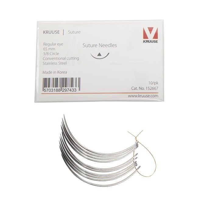 Kruuse-Vet Sütür İğnesi. Regular Eye. 3/8. Keskin. 65 mm. 10/pk