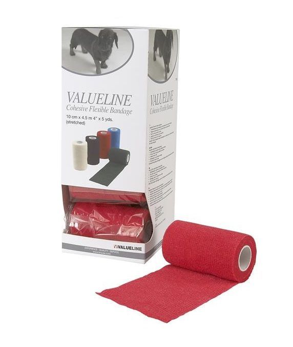 VALUELINE Flexible Bandaj. Kırmızı. 10 cm x 4.5 metre ( 10'lu Paket )