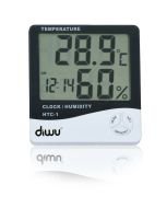 Diwu Termometre-Higrometre. Dijital. Saatli. HTC-1 (Nem ve Sıcaklık Ölçer)