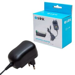 S-Link SL-128C 3 Volt - 12 Volt 1 Amper Ayarlı 8 Uçlu Swıtch Mode Plastik Kasa Adaptör