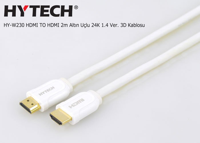 HYTECH HY-W230 HDMI TO HDMI 2m Altın Uçlu 24K 1.4 Ver. 3D KABLOSU