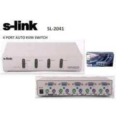 S-LINK SL-2041 4 Port VGA+PS2 KVM Switch 1.8m M/M Kablolu (Otomatik)