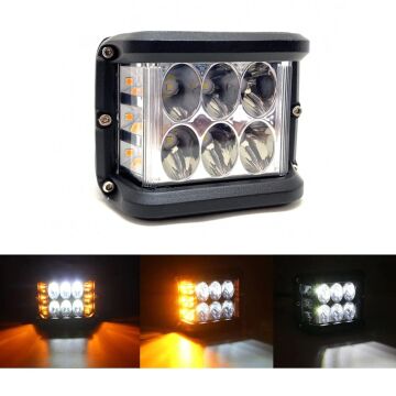 Beyaz Led Sarı Çakarlı Kare Off Road Sis Farı Çalışma Lambası 12 Led 10-30V 36W