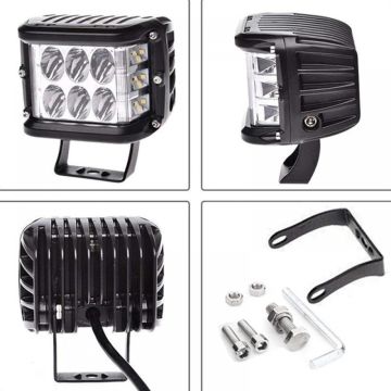 Beyaz Led Sarı Çakarlı Kare Off Road Sis Farı Çalışma Lambası 12 Led 10-30V 36W