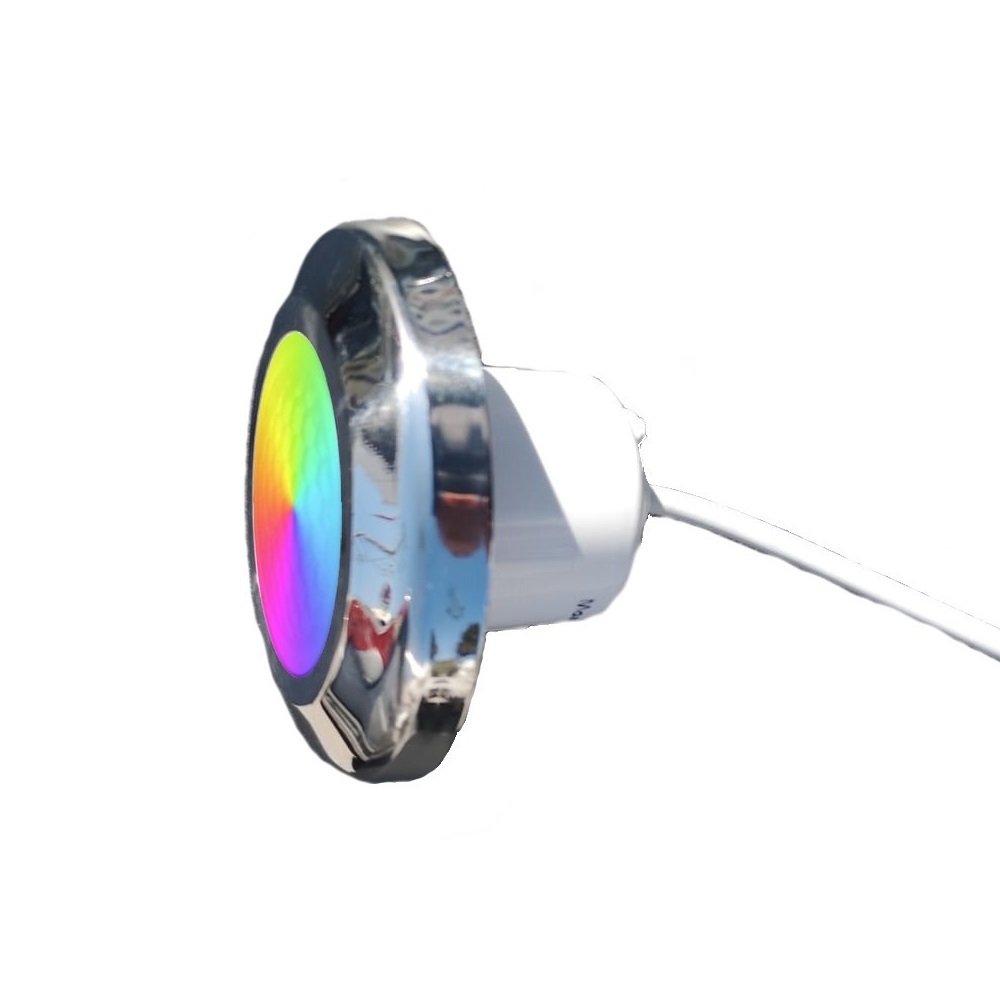 Krom Çerçeveli Boruya Geçme Havuz Lambası RGB 2 Kablolu