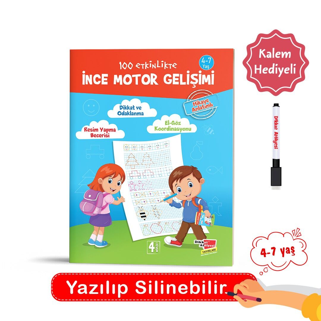 Yaz Sil 100 Etkinlikte İnce Motor Gelişimi (Hikaye Anlatımlı)