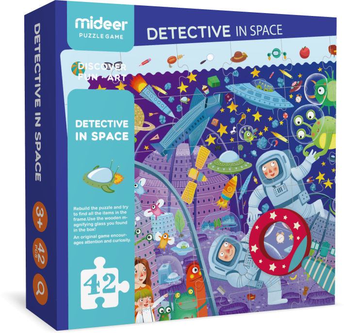 Mideer Detective In Space Puzzle -Uzayda Dedektif-Büyüteçli Arama Oyunu