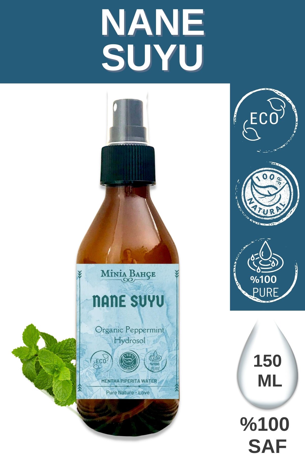 Organik Nane Suyu -Yağlı-  %100 Doğal, 150ml