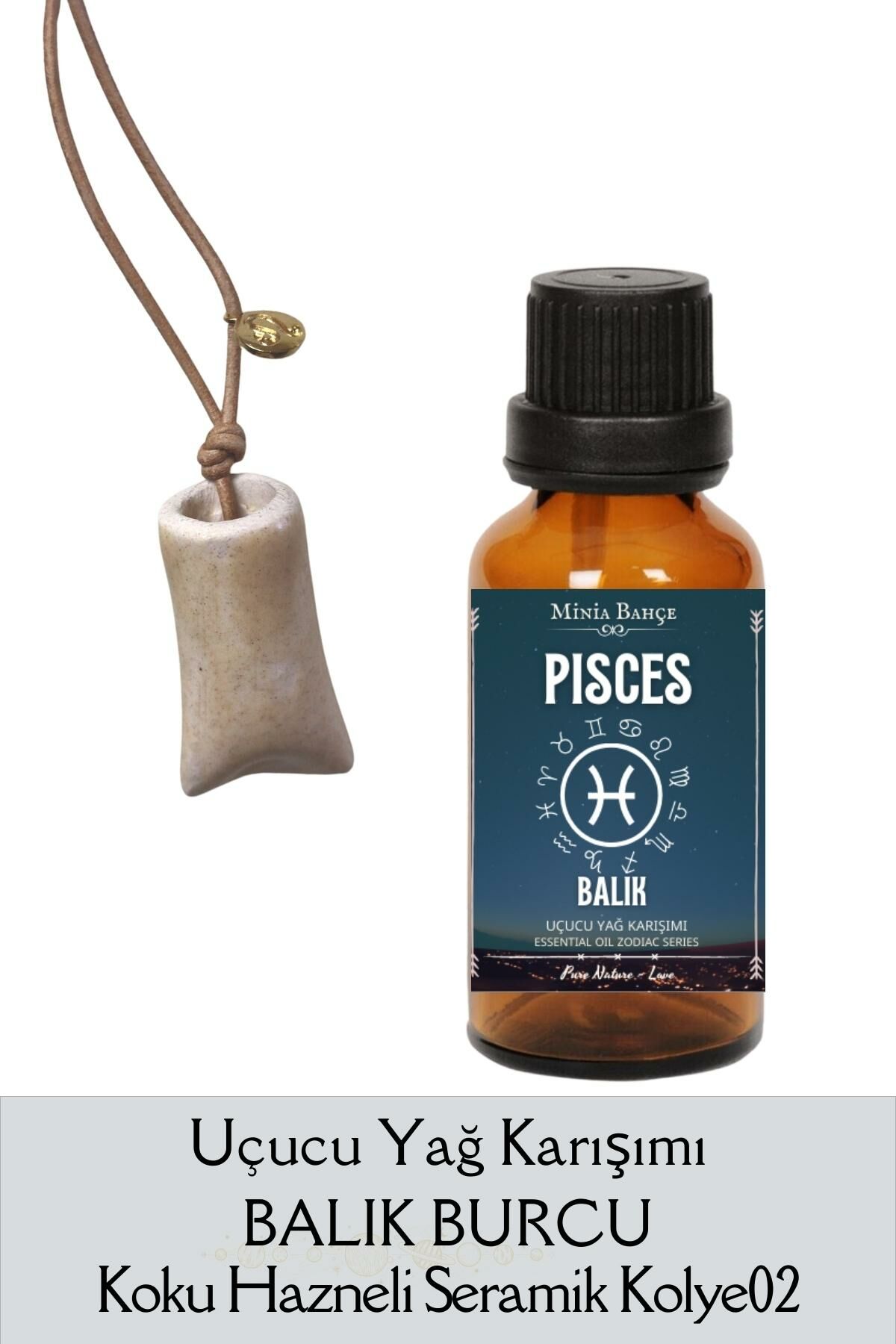 Balık Burcu - Pisces, Uçucu Yağ Karışımı, 10ml & Koku Hazneli Kolye02