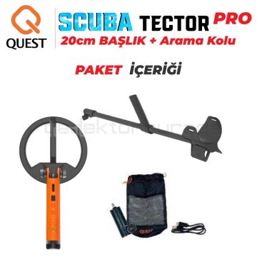 Scuba Tector PRO Su Altı Dedektörü & Sahil Arama Dedektörü - 20 cm Başlıklı - Arama Kollu