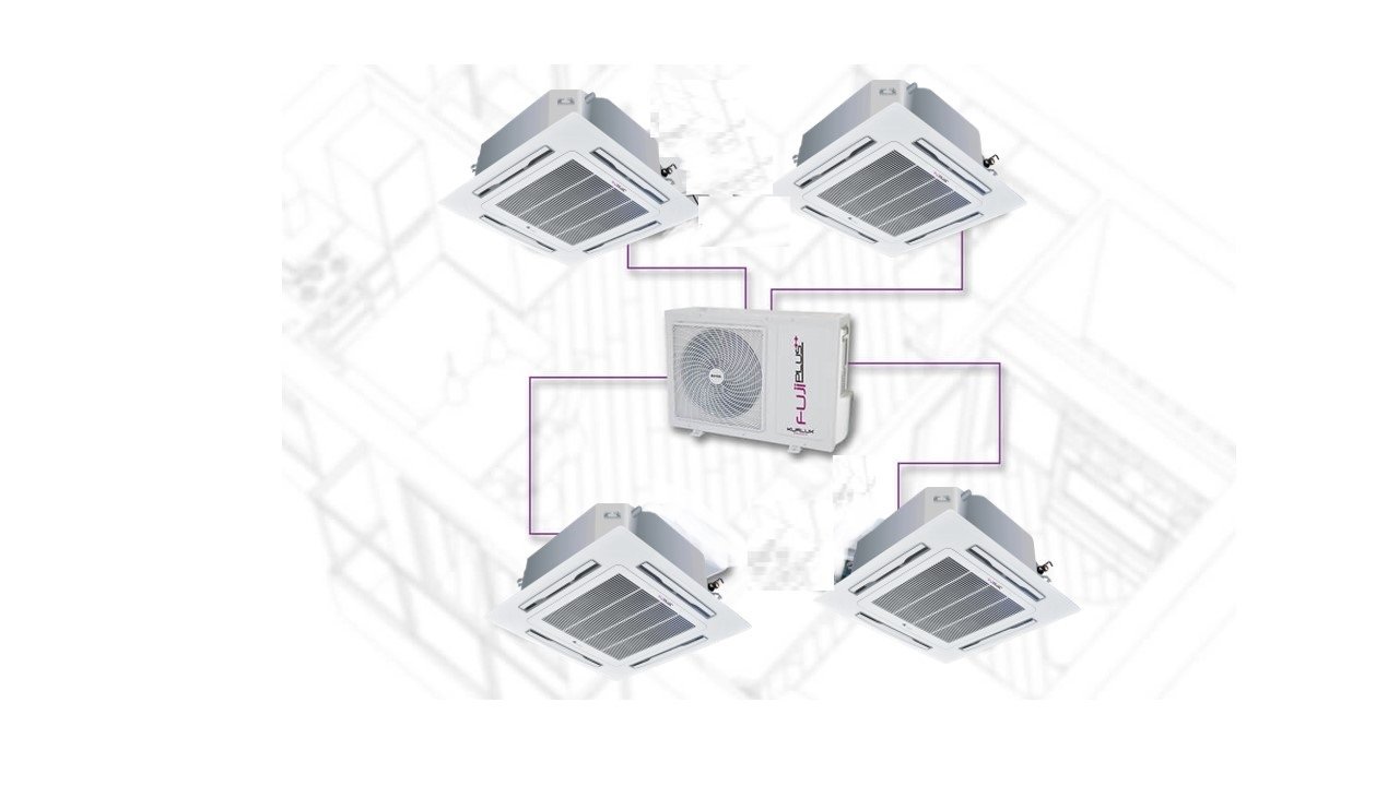 Fujiplus Multi Kaset İnverter Klima 42000 Btu 1 Dış + 4 İç Ünite 12000 + 12000 + 12000 + 12000 Btu