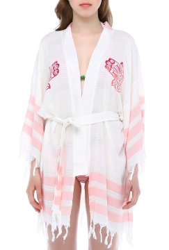 Doğal Baskılı Bambu Kimono