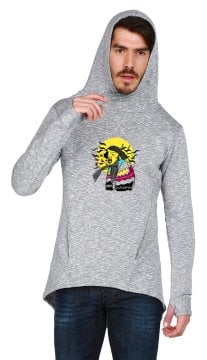 Limited Edition - Gri Kapşonlu Tasarım Baskılı Özel Koleksiyon Sweatshirt