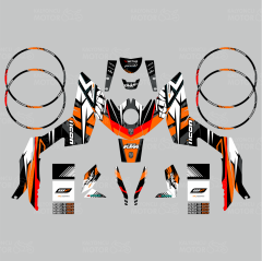 KTM Duke 125 Race Colors Design Sticker Set Turuncu-Kırmızı