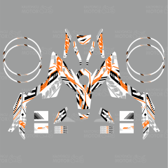 KTM Duke 125 Xtreme Lines Design Sticker Set Beyaz-Siyah-Turuncu