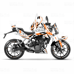 KTM Duke 200 Xtreme Lines Design Sticker Set Beyaz-Siyah-Turuncu