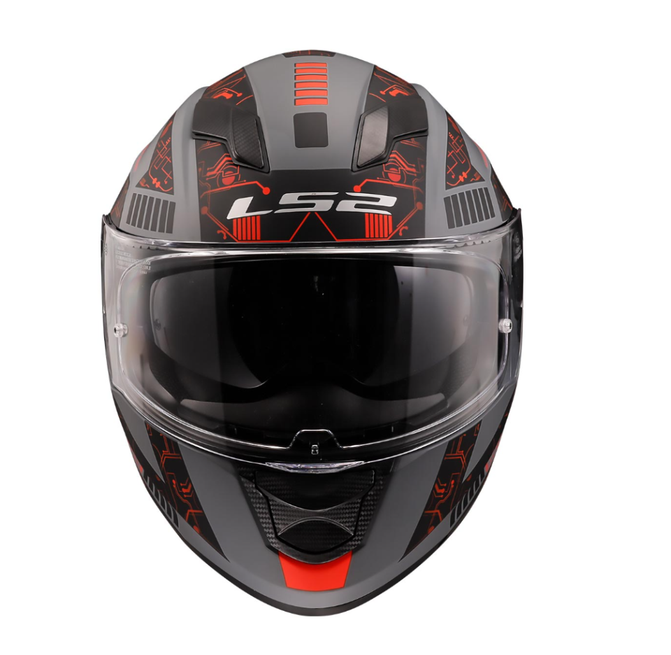 LS2 Stream Evo Tect Mat Gri-Siyah-Kırmızı Motosiklet Kaskı