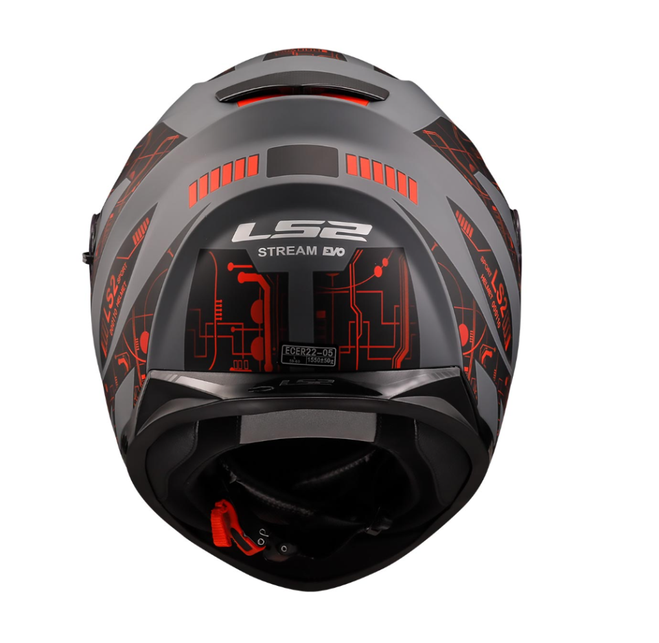 LS2 Stream Evo Tect Mat Gri-Siyah-Kırmızı Motosiklet Kaskı