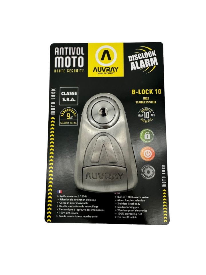 Auvray B-Lock 10 Çelik Alarmlı Disk Kilidi 10 mm. 120 db.
