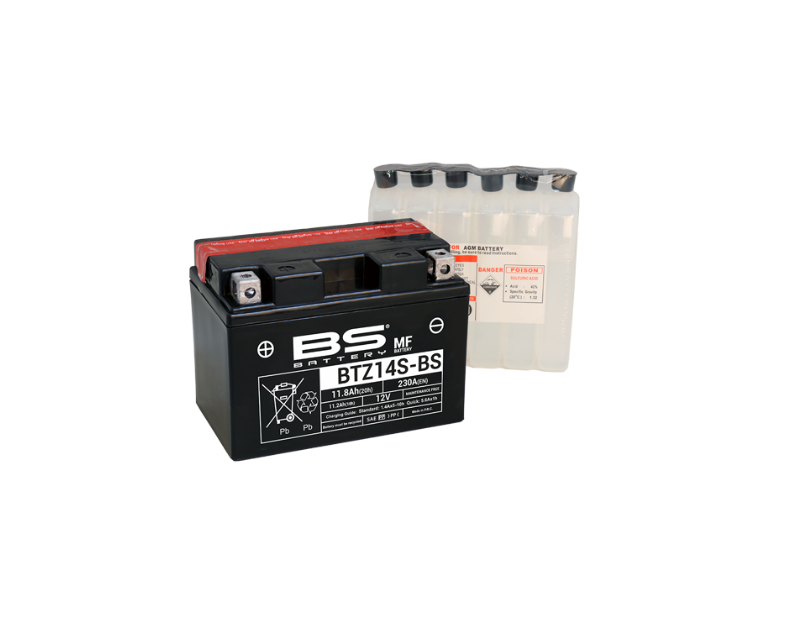 BS Motosiklet Aküsü Sulu BTZ14S-BS 12 volt 11.8 Amper