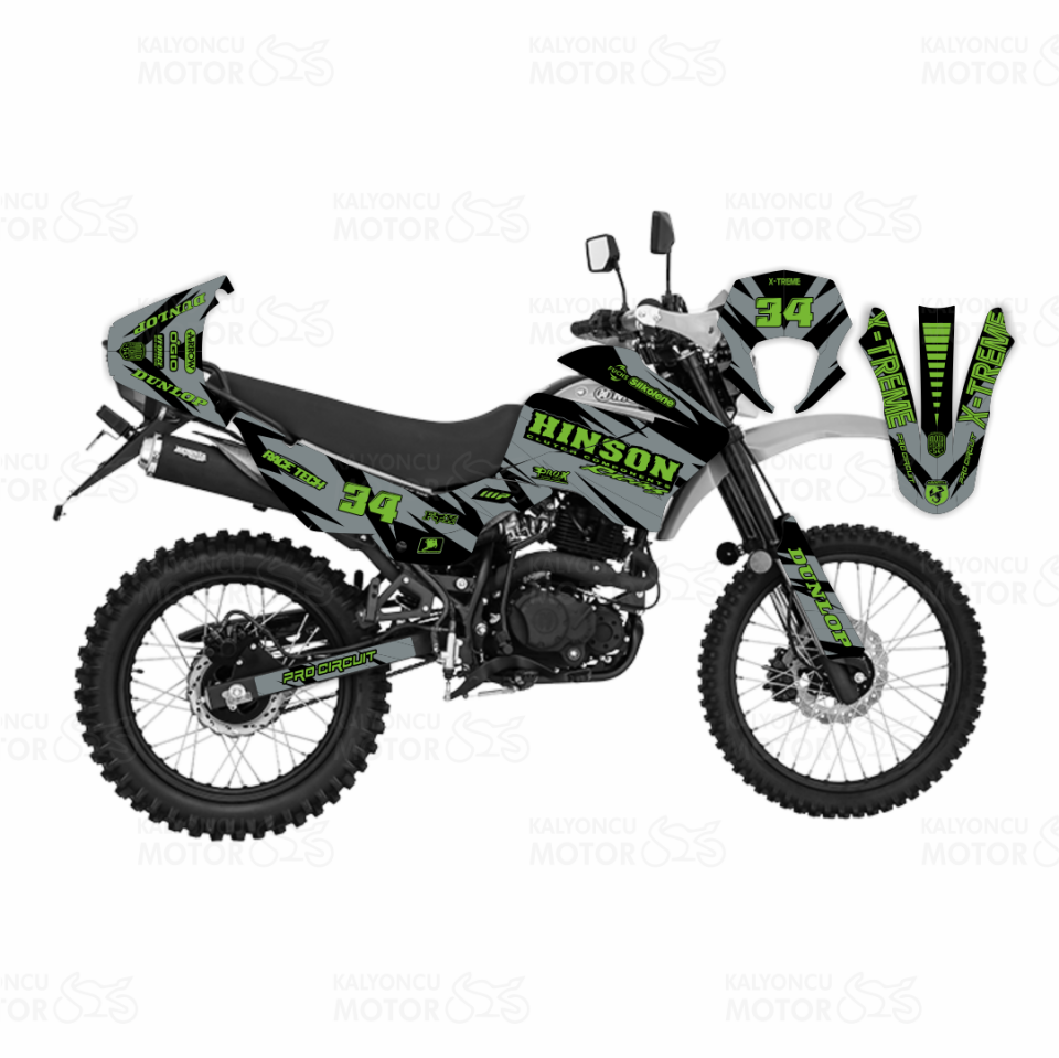 Mondial X-treme MAXX 200i Hinson Design Gri Siyah Yeşil Sticker Set