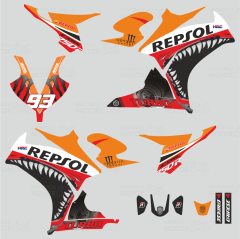 Honda CBR 250 R Sticker Set Kırmızı Repsol Turbo Shark (2014-2016)