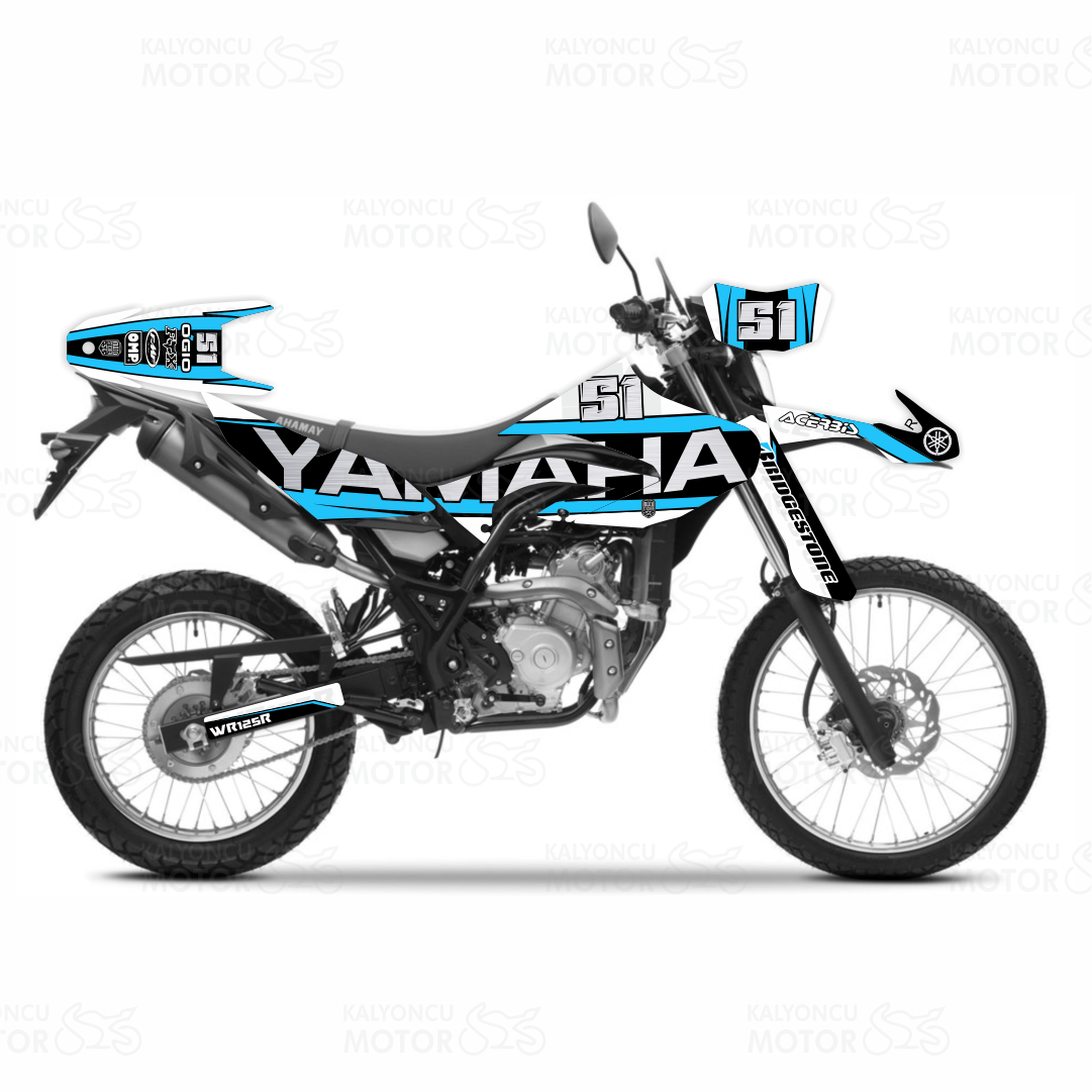 Yamaha WR 125 R Design Sticker Set Mavi-Siyah